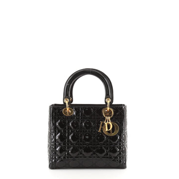 Christian Dior Lady Dior Bag Cannage Quilt Patent Medium