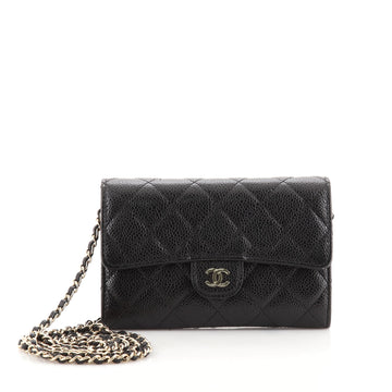 Chanel Classic Flap Wallet Crossbody Bag Quilted Caviar Mini
