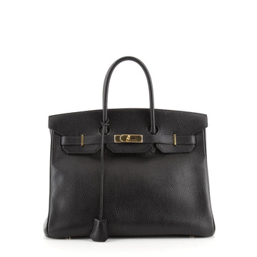 Hermes Birkin Handbag Black Ardennes with Gold Hardware 35
