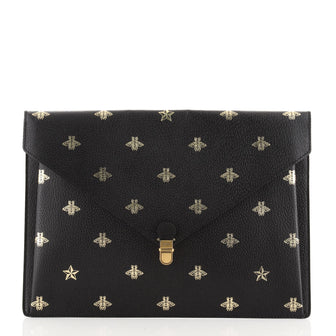Gucci Bee Envelope Portfolio Printed Leather