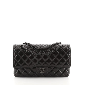 Chanel So Black Classic Double Flap Bag Quilted Shiny Crumpled Calfskin  Medium Black 2111971