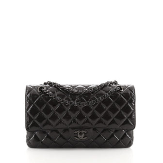 Chanel So Black Classic Double Flap Bag Quilted Glazed Calfskin Medium