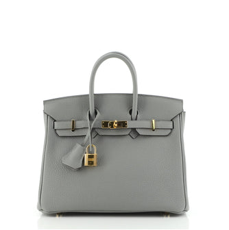 Hermes Birkin Handbag Grey Togo with Gold Hardware 25