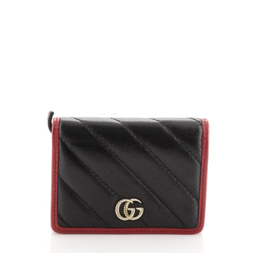 Gucci GG Marmont Card Case Diagonal Quilted Leather