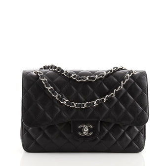 Chanel Classic Double Flap Bag Quilted Caviar Jumbo