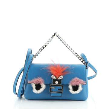 Fendi Monster Baguette Leather and Fur Micro