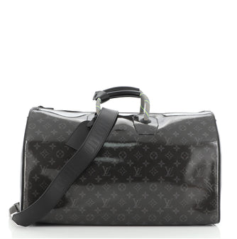 Louis Vuitton Keepall Bandouliere Bag Limited Edition Monogram Eclipse Glaze Canvas 50
