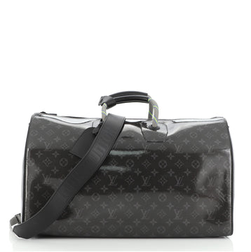 Louis Vuitton Keepall Bandouliere Bag Limited Edition Monogram Eclipse Glaze Canvas 50