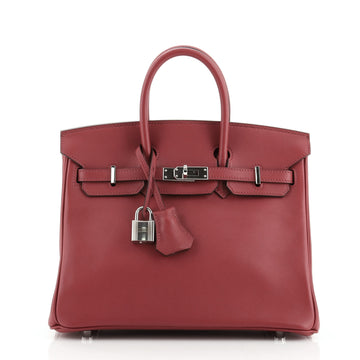 Hermes Birkin Handbag Red Swift with Palladium Hardware 25