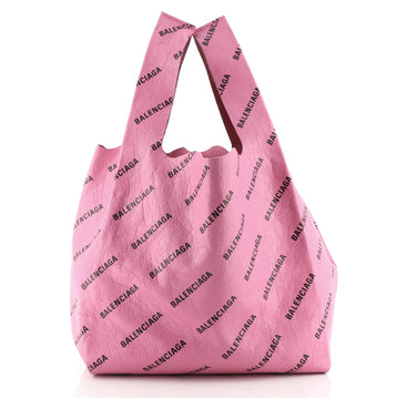 Balenciaga Supermarket Shopper Bag Plaid Printed Leather Medium