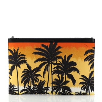 Saint Laurent Zip Pouch Printed Canvas Large