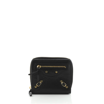 Balenciaga Classic Studs Bifold Zip Wallet Leather Compact