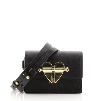 Prada Heart Lock Crossbody Bag Saffiano Leather Mini