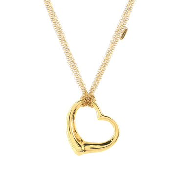 Tiffany & Co. Elsa Peretti Open Heart Mesh Pendant Necklace 18K Yellow Gold 36mm