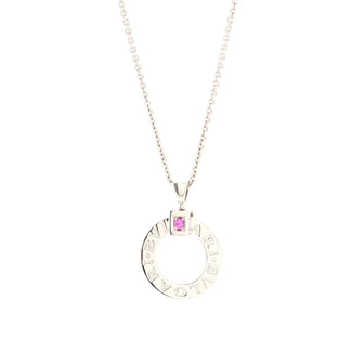 Bvlgari Bvlgari Bvlgari Ring Pendant Necklace 18K White Gold and Pink Sapphire