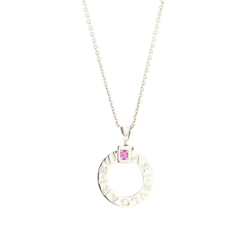 Bvlgari Bvlgari Bvlgari Ring Pendant Necklace 18K White Gold and Pink Sapphire
