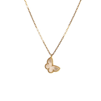 Van Cleef & Arpels Sweet Alhambra Butterfly Pendant 18K Yellow Gold and Mother-of-Pearl Necklace