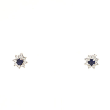 Tiffany & Co. Flower Stud Earrings Blue Sapphire and Diamonds with Platinum
