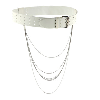Fendi Triple Buckle Belt Perforated Leather with Chain Detail Wide