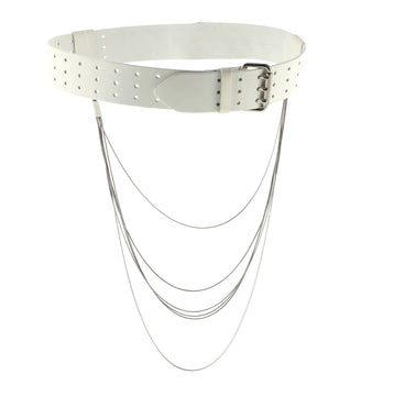 Fendi Triple Buckle Belt Perforated Leather with Chain Detail Wide
