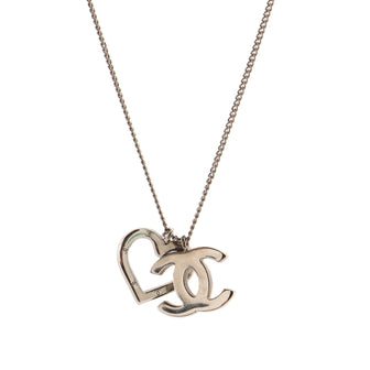 Chanel CC and Heart Pendant Necklace Metal