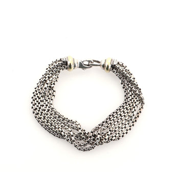 David Yurman Box Chain Six-Row Bracelet Sterling Silver with 14K Yellow Gold