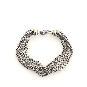 David Yurman Box Chain Six-Row Bracelet Sterling Silver with 14K Yellow Gold