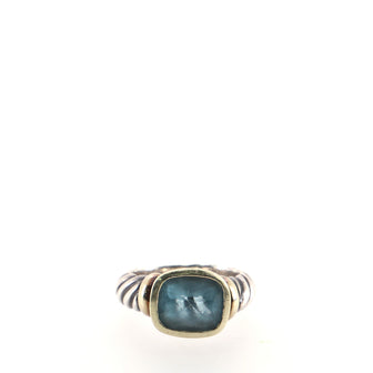 David Yurman Noblesse Ring Sterling Silver with 14K Yellow Gold and Topaz 10mm