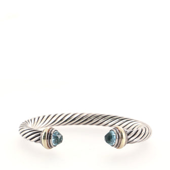 David Yurman Cable Classic Bracelet Sterling Silver with 14K Yellow Gold and Topaz 7mm