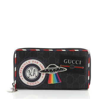 Gucci Courrier Zip Around Wallet GG Coated Canvas with Applique