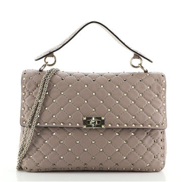 Valentino Rockstud Spike Flap Bag Quilted Leather Large