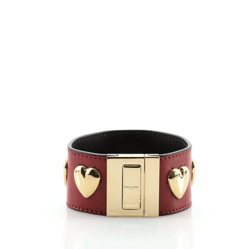 Saint Laurent Heart Cuff Bracelet Leather and Metal