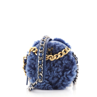 Chanel 19 Round Clutch with Chain	 Quilted Shearling