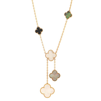 Van Cleef & Arpels Magic Alhambra 6 Motif Necklace 18K Yellow Gold and Mother of Pearl with Onyx