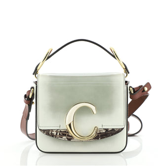 Chloe C Double Carry Bag Ombre Glazed Leather with Lizard Embossed Detail Mini