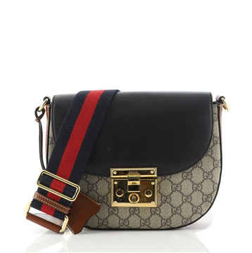 Gucci Padlock Saddle Shoulder Bag GG Coated Canvas and Leather Medium