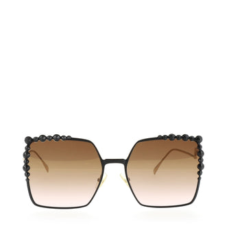 Fendi Can Eye Square Sunglasses Studded Metal