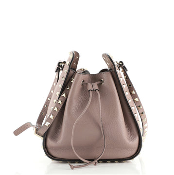 Valentino Rockstud Drawstring Bucket Bag Leather Small