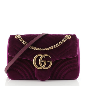 Gucci GG Marmont Flap Bag Matelasse Velvet Medium
