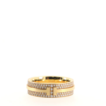 Tiffany & Co. T Pave Ring 18K Yellow Gold and Diamonds Wide