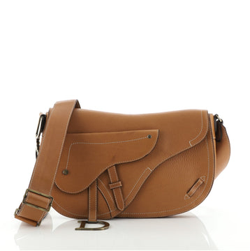 Christian Dior Vintage Saddle Messenger Bag Leather Small
