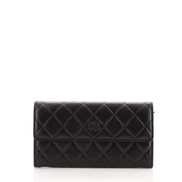 Chanel CC Gusset Flap Wallet Quilted Lambskin Long
