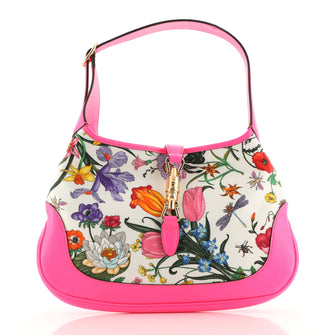 Gucci Jackie Hobo Flora Canvas with Leather Medium