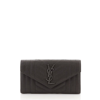 Saint Laurent Classic Monogram Flap Wallet Mixed Matelasse Leather Large