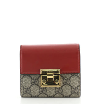 Gucci Padlock Flap Wallet GG Coated Canvas and Leather Small
