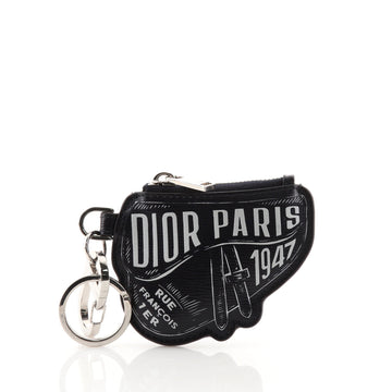 Christian Dior Saddle Pouch Keychain Printed Leather