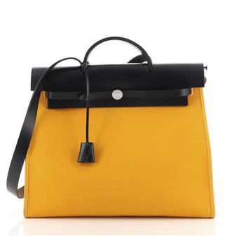 Hermes Herbag Zip Leather and Toile 39