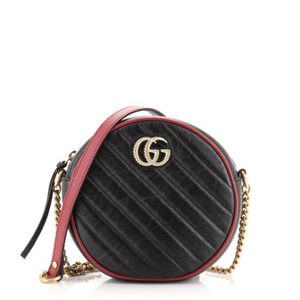 Gucci GG Marmont Round Shoulder Bag Diagonal Quilted Leather Mini
