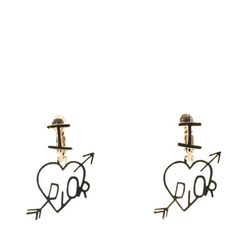 Christian Dior Heart Arrow Stud Earrings Metal