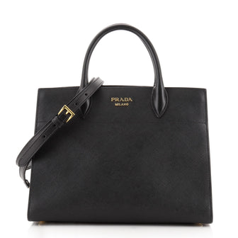 Prada Bibliotheque Tote Saffiano with City Calf Medium Black 7179452